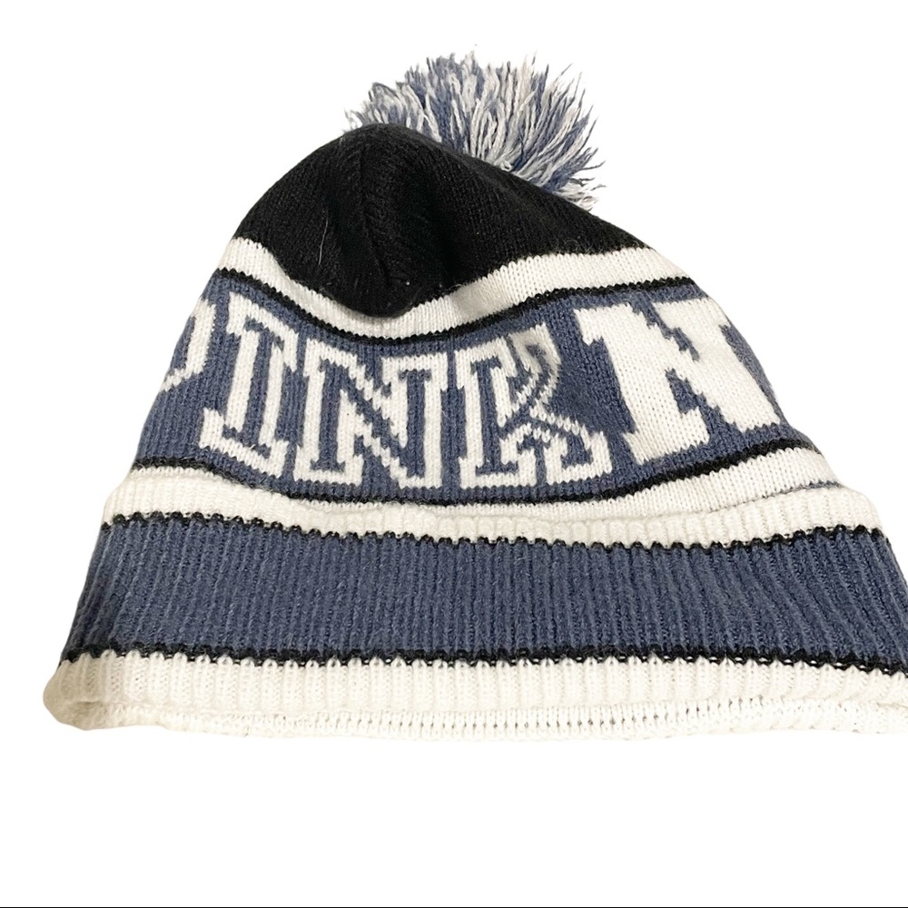 Victoria's Secret Pom Beanie Women's Stretch Hat Pink Nation Knit Cap‎ One Size